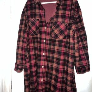 Plaid Button-Up Dress/Tunic